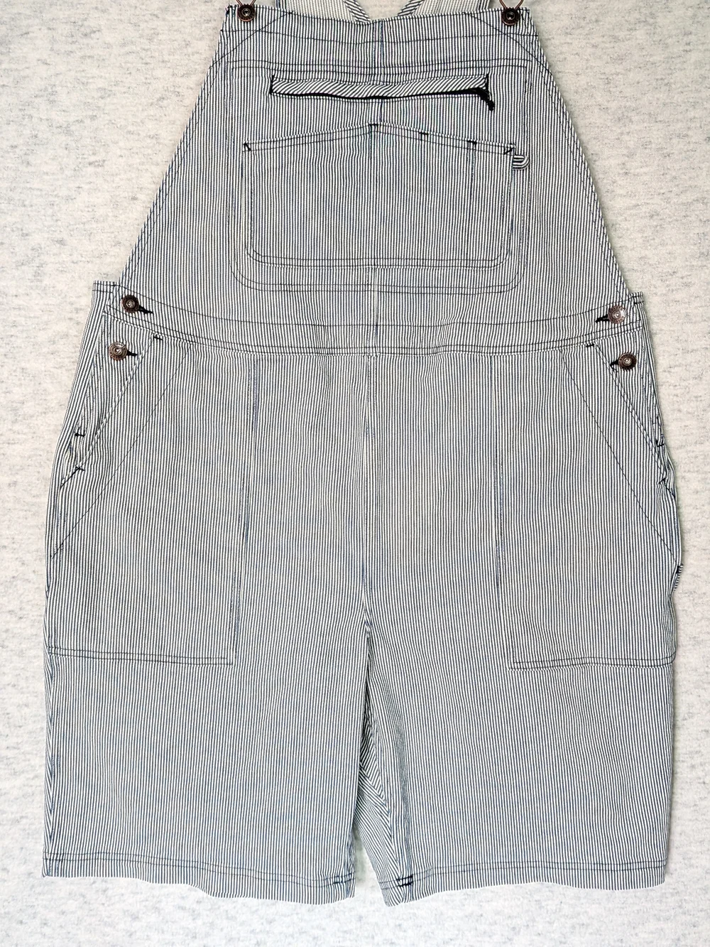 Duluth Trading Co. Rootstock Gardening Blue & White Striped Short Overalls Sz XL - Picture 8 of 16